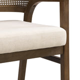 Wooden Frame Dining Chair with Rattan Back, Set of 2
