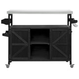 K&K Outdoor Kitchen Island with Rolling Bar Cart and Storage Cabinet