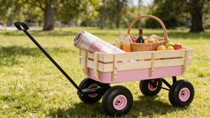 Outdoor Wagon All Terrain Pulling with Wood Railing