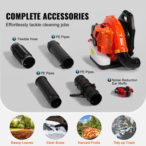 Backpack Leaf Blower 79CC 2-Cycle Gas Leaf Blower 930CFM Air Volume 184MPH