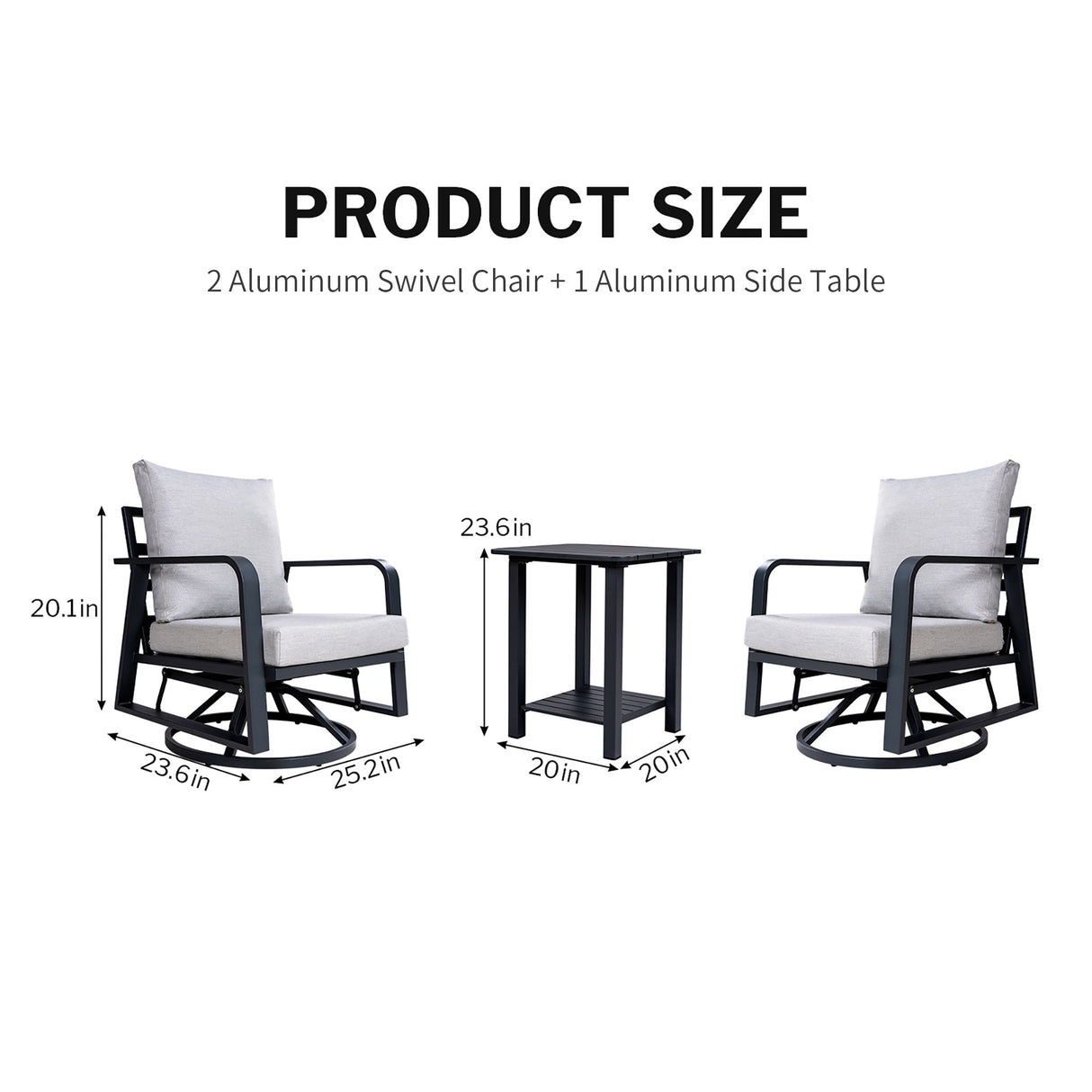 FR Two Swivel Chairs + One Side Table