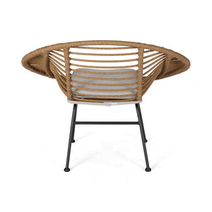 Cordella - Outdoor Woven Wicker Chairs With Cushions, (Set of 2)