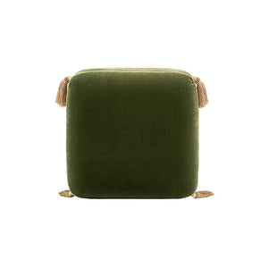 Monarch 19.5" Tassled Ottoman, Olive