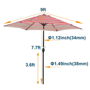 9FT Umbrella Red Stripes