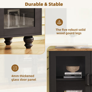 ON-TREND Farmhouse TV Stand with Tempered Glass Doors