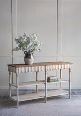 63x19.5x35.5'-Three-Tiered-Wooden-Console-Table-with-Distressed-White-and-Beige-Finish-Console-Table