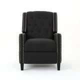 Classic Dark Grey Fabric Push Back Chair with Riveted Armrests