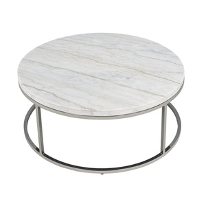 Zaidee Marble Top Nickel Coffee Table - White