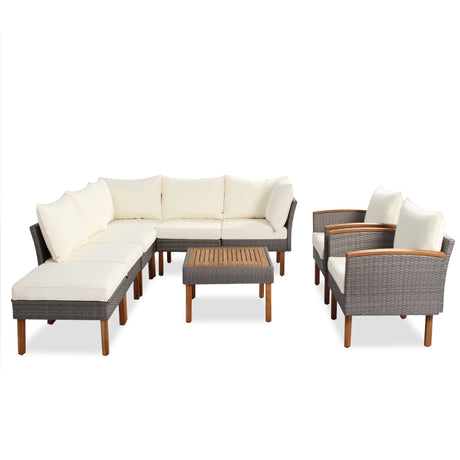 9-Piece Ergonomic Wicker Patio Lounge Set