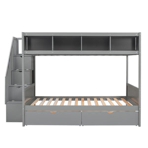 Bunk Bed With Shelfs, Storage Staircase And 2 Drawers