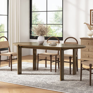 Modern Wooden Dining Table for 4 to 6 People, 71" Large