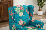 Modern Accent Chair with Retro Wood Legs - Floral