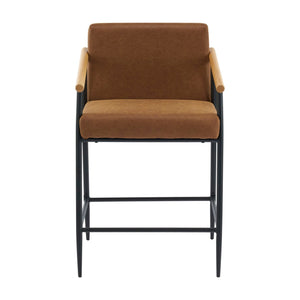 Mid Century Modern Counter Stool Set With Iron Frame