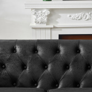 Chesterfield 3 And 2 Seater Sofa Set, High Tech Fabric Upholstered Couch For Living Room
