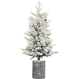 2FT Flocked Christmas Tree with Pot Base