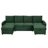 U Shaped Sectional Sofa Bed With Storage Chaise Lounges, USB Ports, And Cup Holders