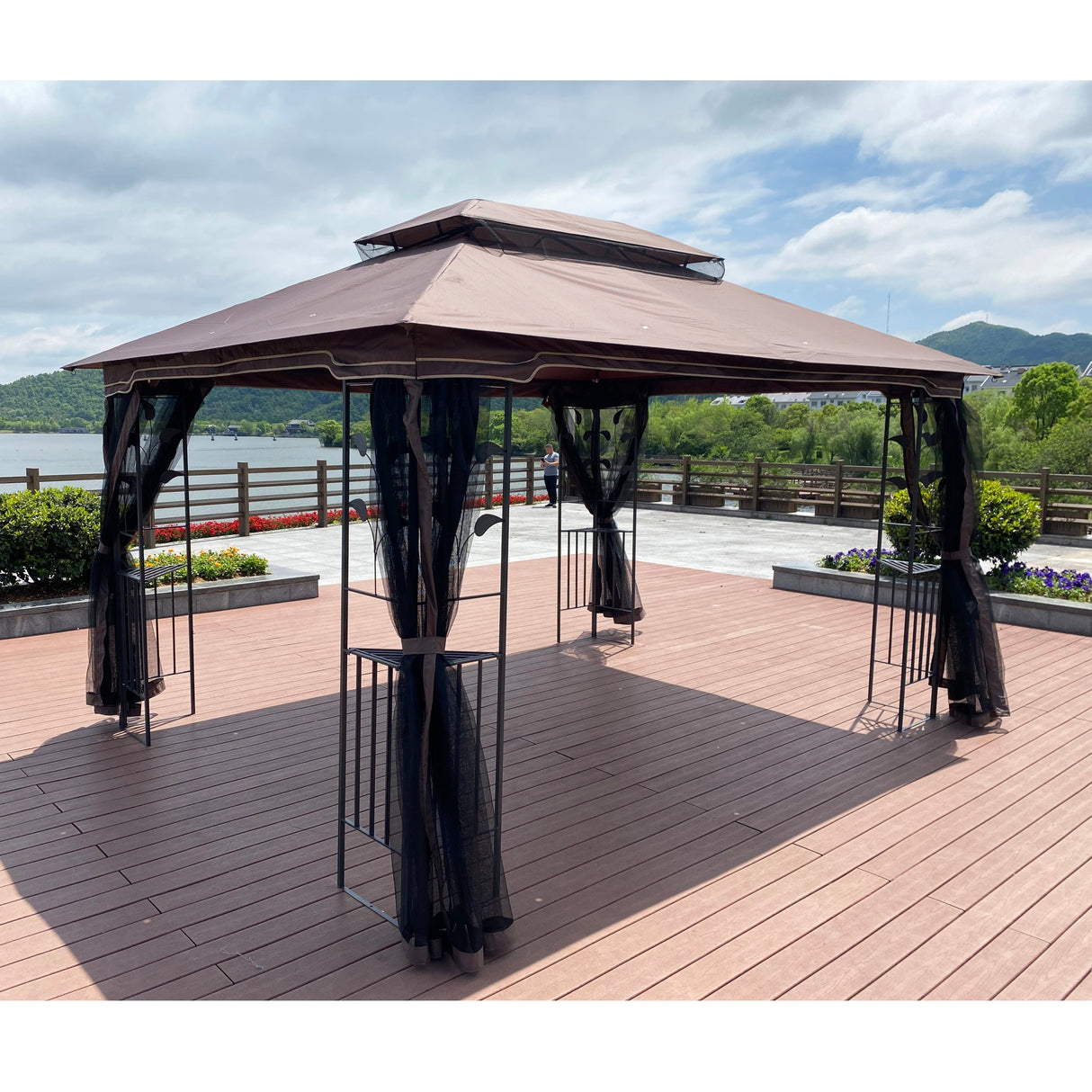 Gazebo tent with double roof & mosquito net