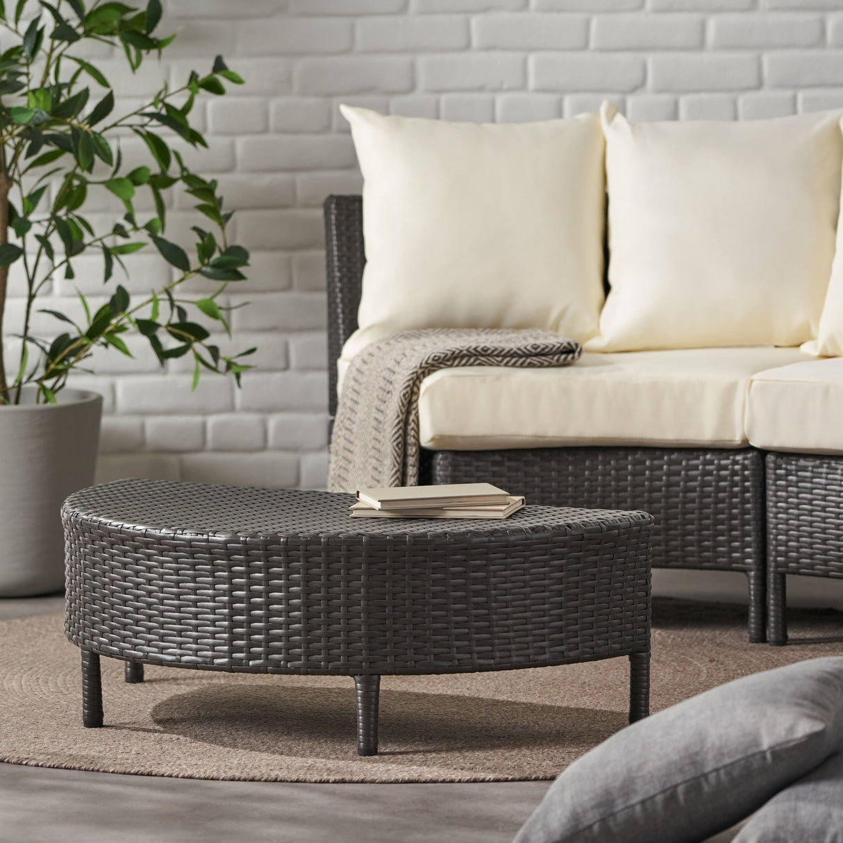 Pt Limon Outdoor Coffee Table Half Round Design