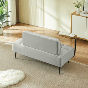 54-Inch Modern Two-Seater Velvet Sofa with Rotating Table