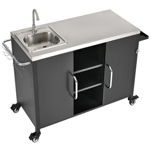 K&K 55.5" Outdoor Kitchen Island with Sink