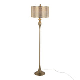 Ashland 63' Contemporary Metal Floor Lamp in Gold with Linen Shade