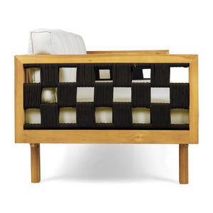 Three-Seater Outdoor Daybed - Acacia Wood Teak Finish Frame