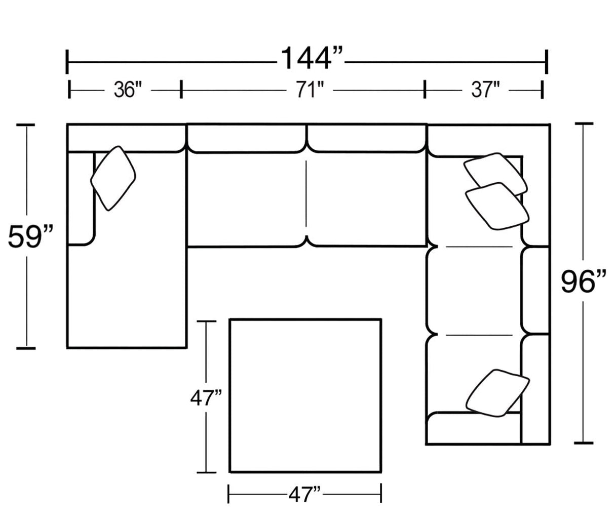 Harper - Sectional With Cocktail Ottoman