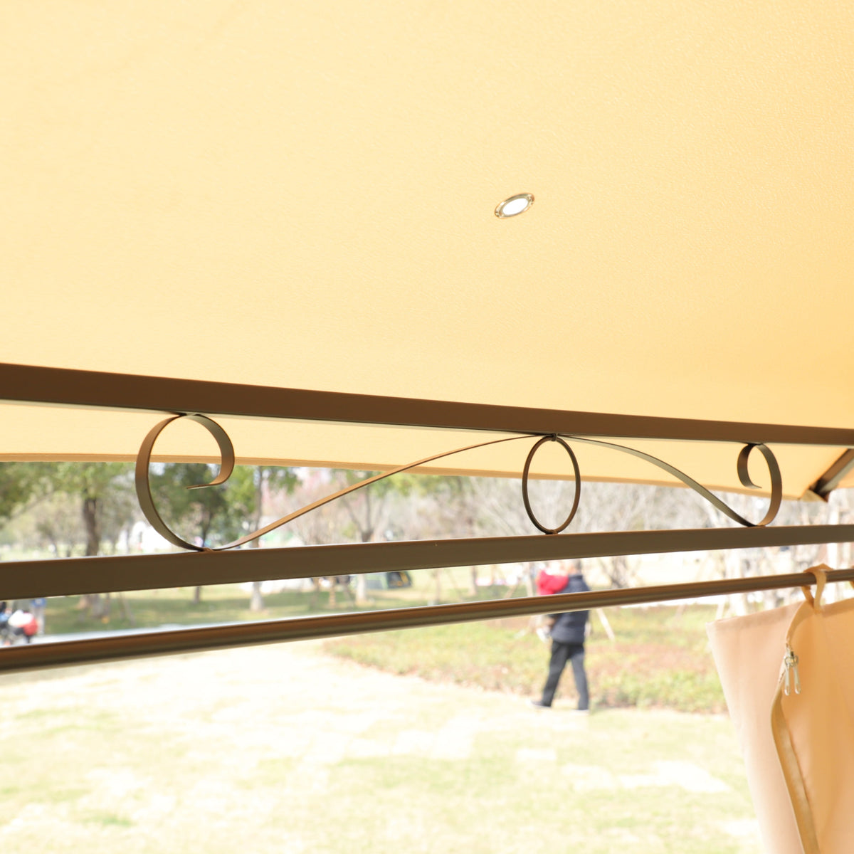 Khaki Outdoor Patio Gazebo Canopy Tent with Ventilated Double Roof and Mosquito Net, 13x10 Ft