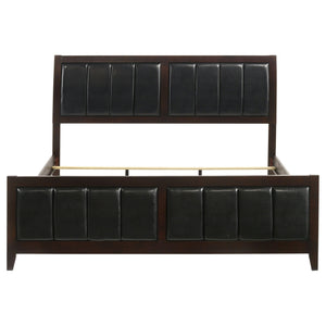 Eastern King Panel Bed With Upholstered Headboard And Footboard - Cappuccino