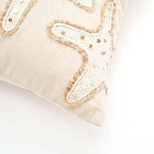 Starfish Embroidered Cushion 18x18"