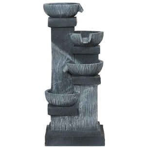 4-Tier Resin Cascading Bowls Outdoor Waterfall Fountain with LED Lights