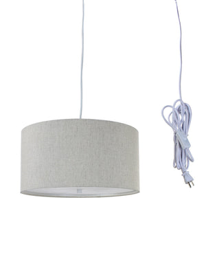 14"W 2 Light Swag Plug-In Pendant  Textured Oatmeal with Diffuser White Cord