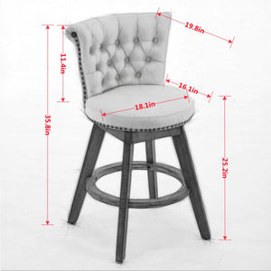 26" Counter Height Bar Stools with 360° Swivel - Gray