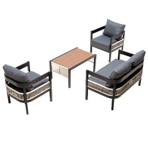 U_Style Multi-Person Outdoor Iron Sofa Set with Table