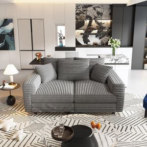 Convertible Deep Seat Sofa With Soft Pillows And Ottomans