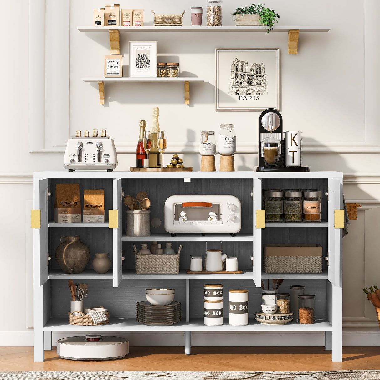 U_STYLE 55.1'' Storage Sideboard with 4-Doors
