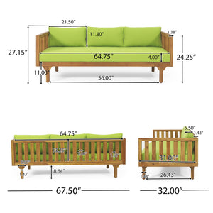 Claremont 3 Seater Daybed Teak Acacia Wood Water Resistant Cushions