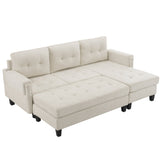 The Ashely Reversible Chenille Sectional Sofa with USB Charging Ports and Convertible Ottoman