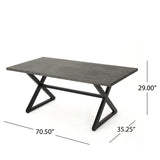 Rolando outdoor aluminum dining table with steel frame, grey / black
