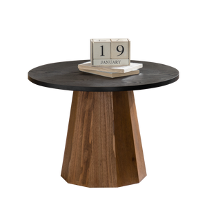 Round Coffee Table - Sturdy Pedestal Wooden Tea Table for Living Room