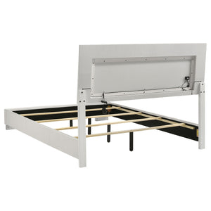 Felicity Wood Queen LED Panel Bed White High Gloss