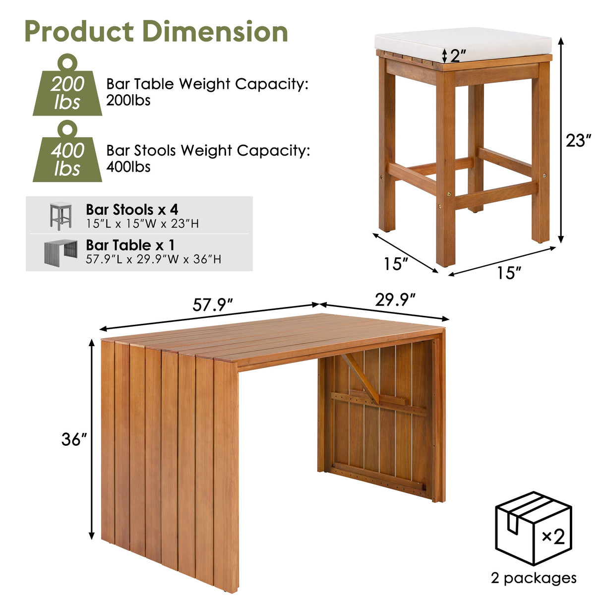 5 Piece Outdoor Bar Set