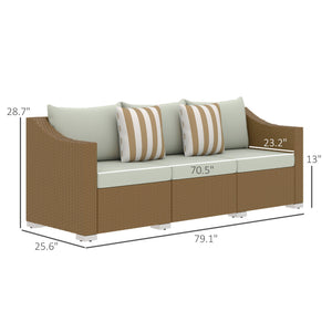 Rattan Wicker Outdoor Sofa with Cushions and Throw Pillows