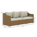 Rattan Wicker Seater Patio Couch with Cushions and Throw Pillows