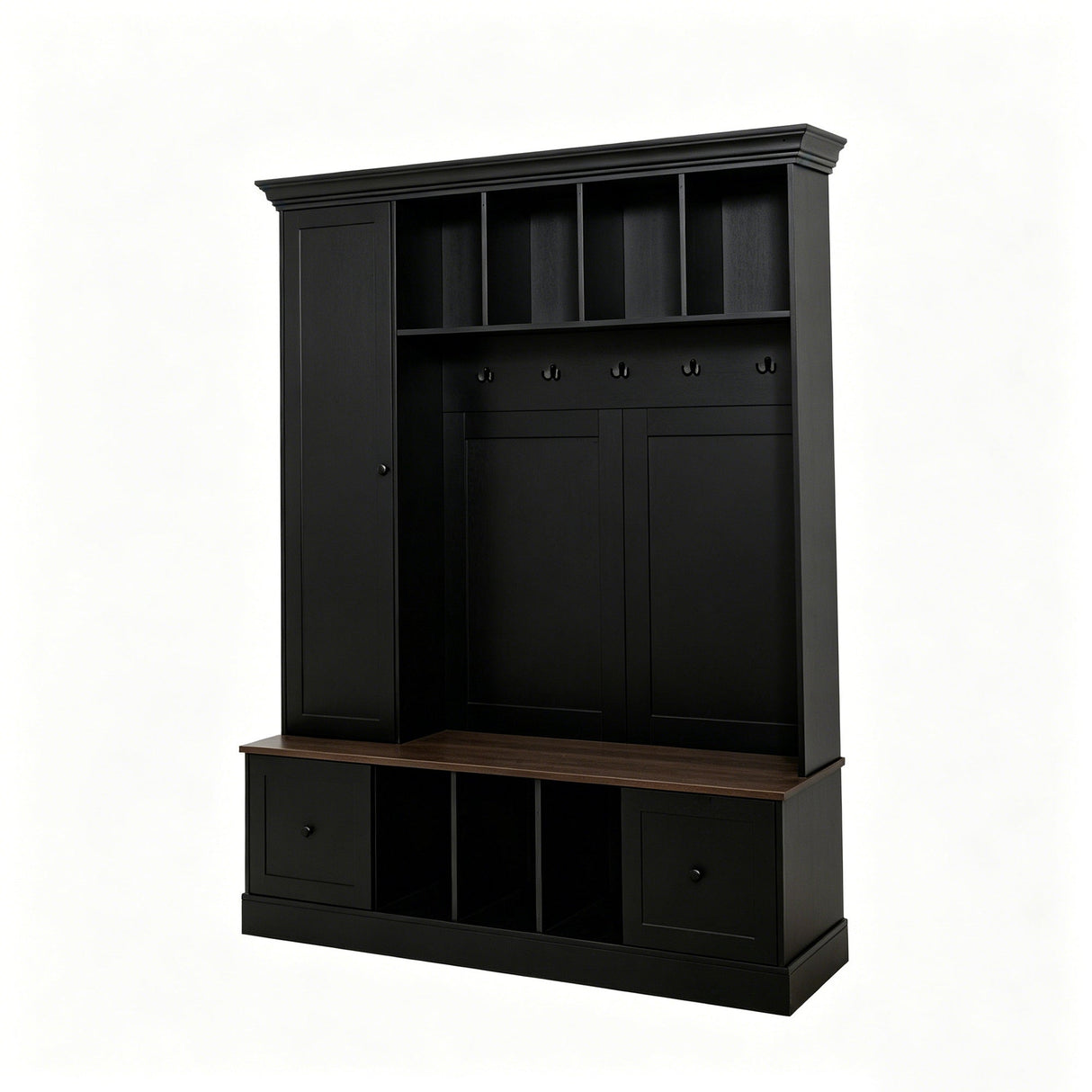 Vibe Haus 62.2'' Farmhouse Hall Tree with Shoe Storage Bench