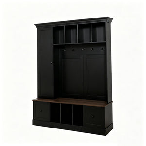 Vibe Haus 62.2'' Farmhouse Hall Tree with Shoe Storage Bench