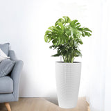 Faux Rattan Tall Planters Set with Water Level Monitor and Automatic Watering
