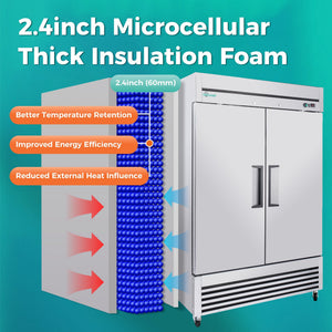 54" Commercial Refrigerator with 49 Cu.Ft Capacity - Stainless Steel, Silver