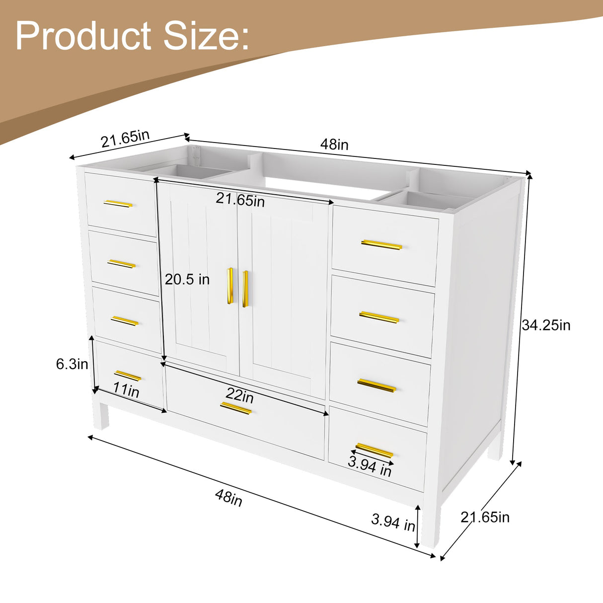 48" Bathroom Vanity Base Cabinet