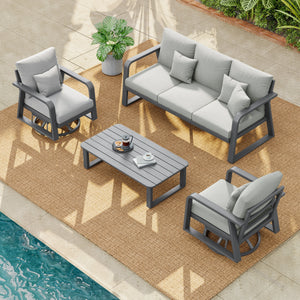 FR One Three-Seater Sofa + Two Swivel Chairs + One Coffee Table
